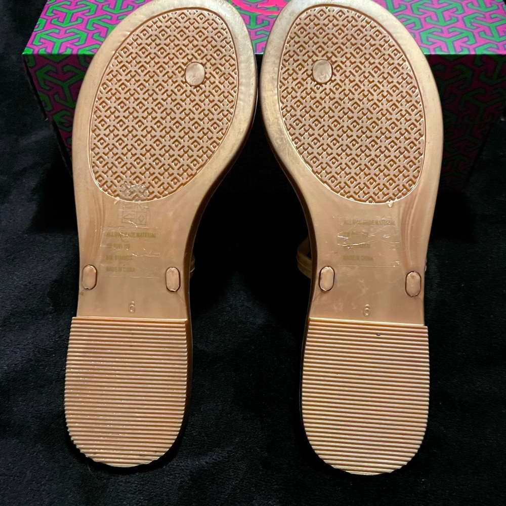 Tory Burch rose gold jelly sandels